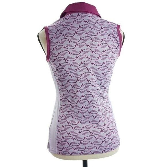 Adidas Womens XS Sleeveless Polo Shirt Pink Trim Athletic Golf Tennis Top - Picture 5 of 7